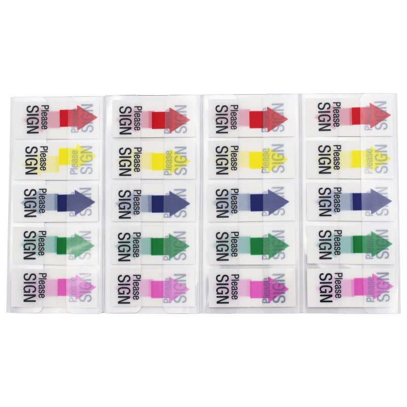 Andoca Please Sign Message Flags Assorted Color  400 Pages Total  0.79x1.77 Inch Wide Flags  Easy to Post  4 On-The-Go Dispensers/Pack - Image 2